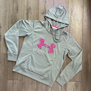Under Armour Heather Gray Hoodie with Pink Logo